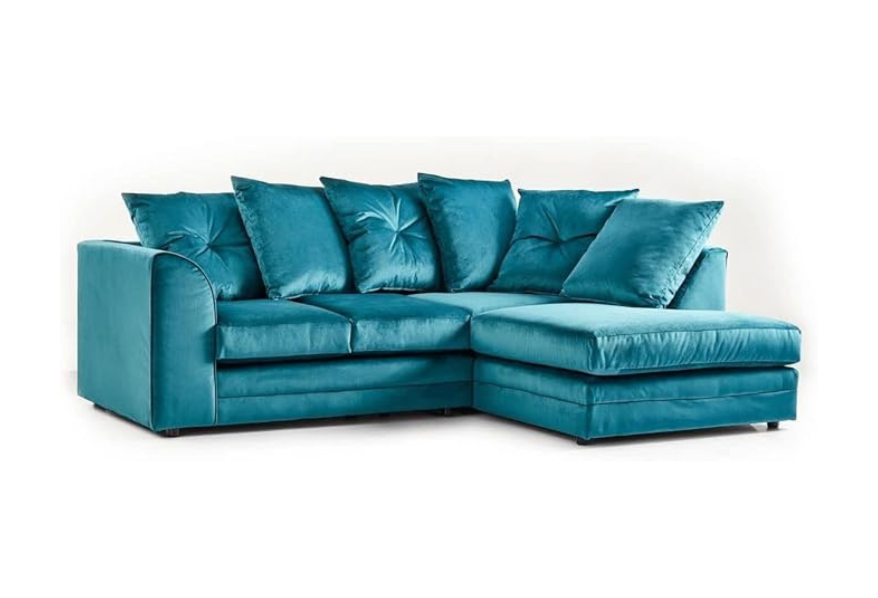 Dylan Plush Velvet Corner Sofa in Teal